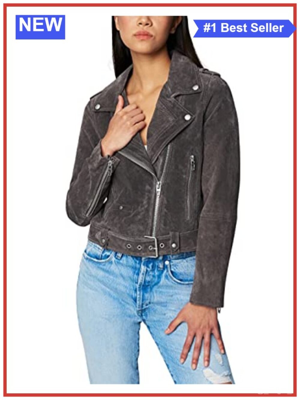 Cropped Suede Leather Motorcycle Moto Jacket
